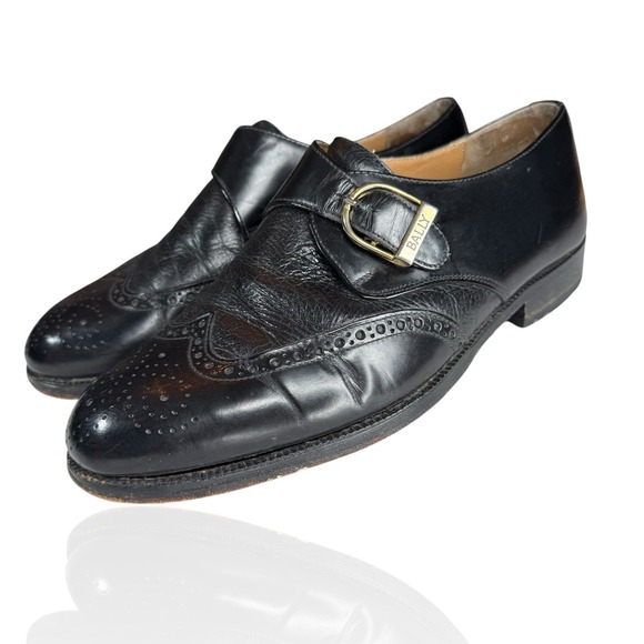Bally‎ Pelegrino Mens Size 6 Leather Monk Strap Brogue Buckle Dress Shoes Italy